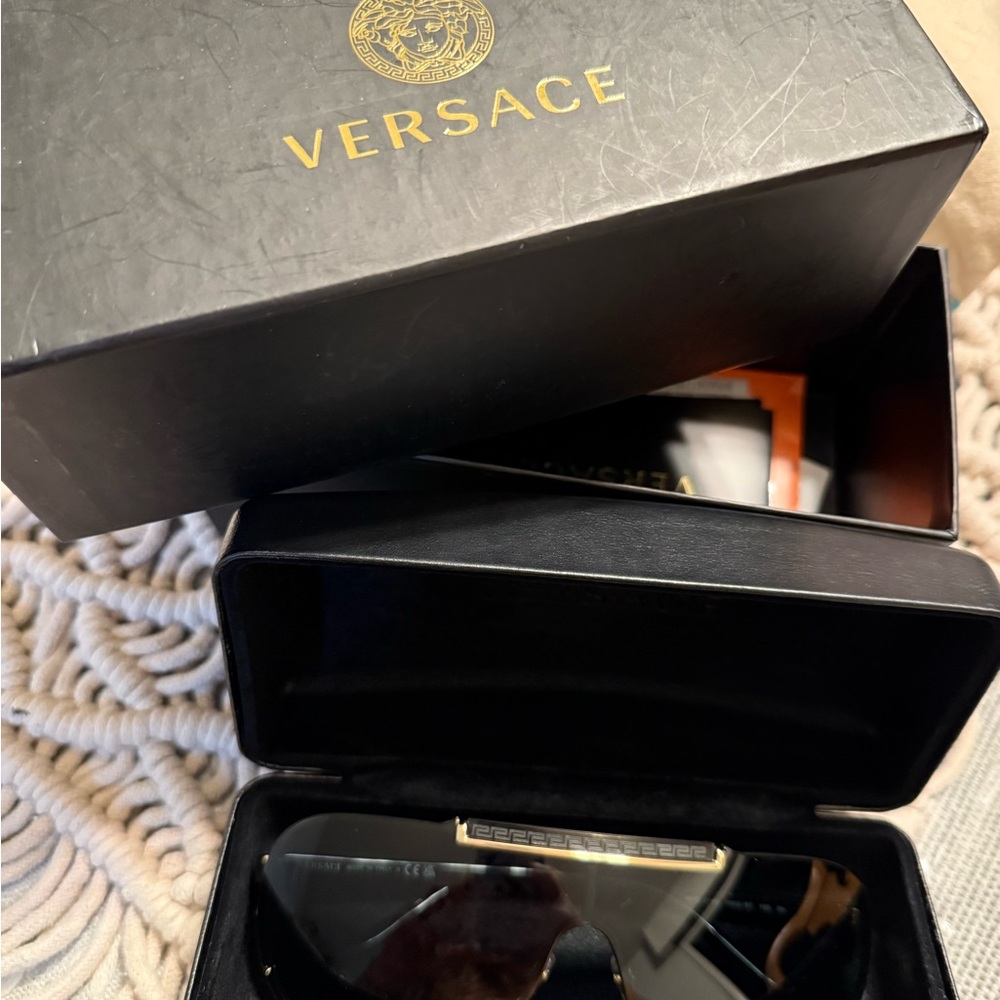 Versace Black Sunglasses with Gold Accents
